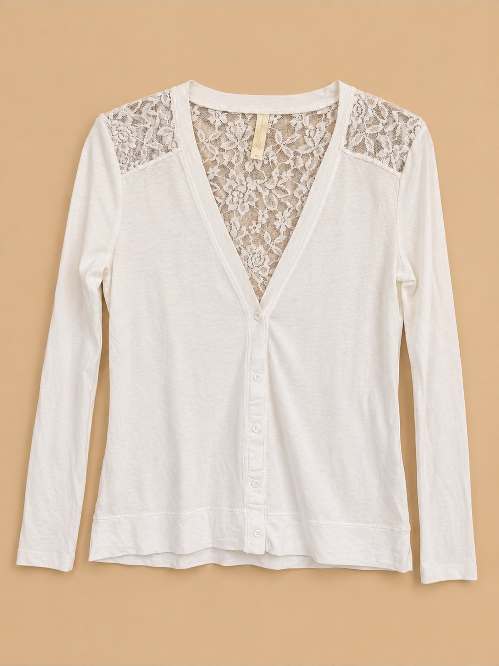 White Lace-Back cardigan long sleeve buttons size medium